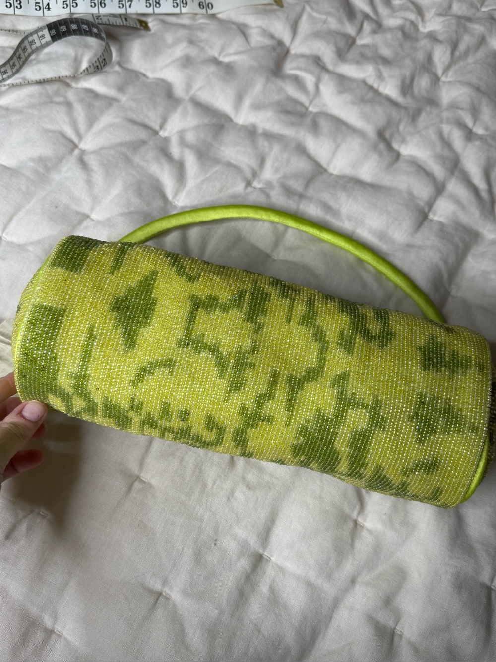 Free People Bailey Beaded Barrel Shoulder Handbag Purse Lime Green - NWT - Picture 6 of 10